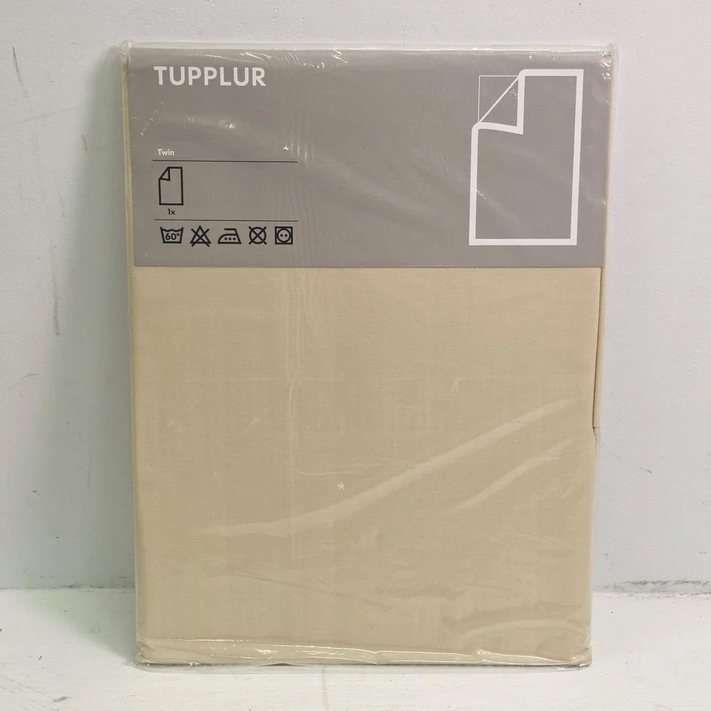 IKEA TUPPLUR Light Yellow Tan Bedding 100% Cotton Twin Flat Sheet Sweden New!